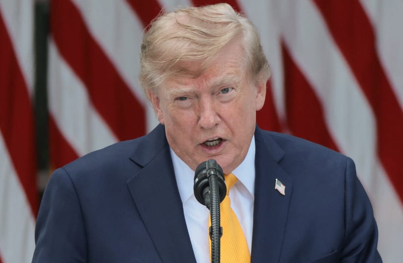 US President Donald Trump speaks as he hosts a back-to-school-themed event to highlight his administration's education policies, in the Rose Garden at the White House in Washington, August 24, 2026; illustrative.