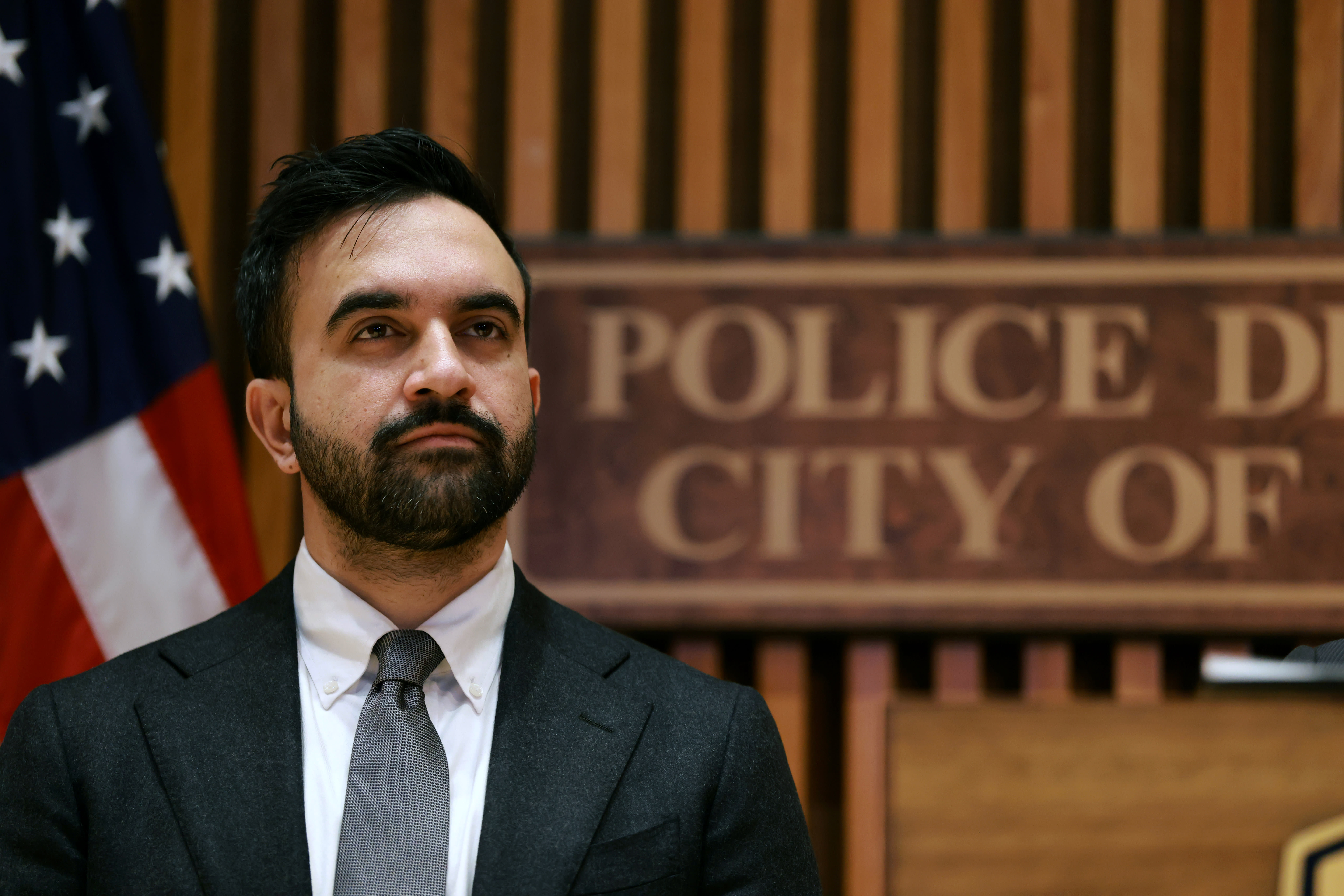 Zohran Mamdani attends a news conference at the headquarters of the NYPD on Jan. 6, 2026 in New York City. (photo credit: Spencer Platt/Getty Images)
