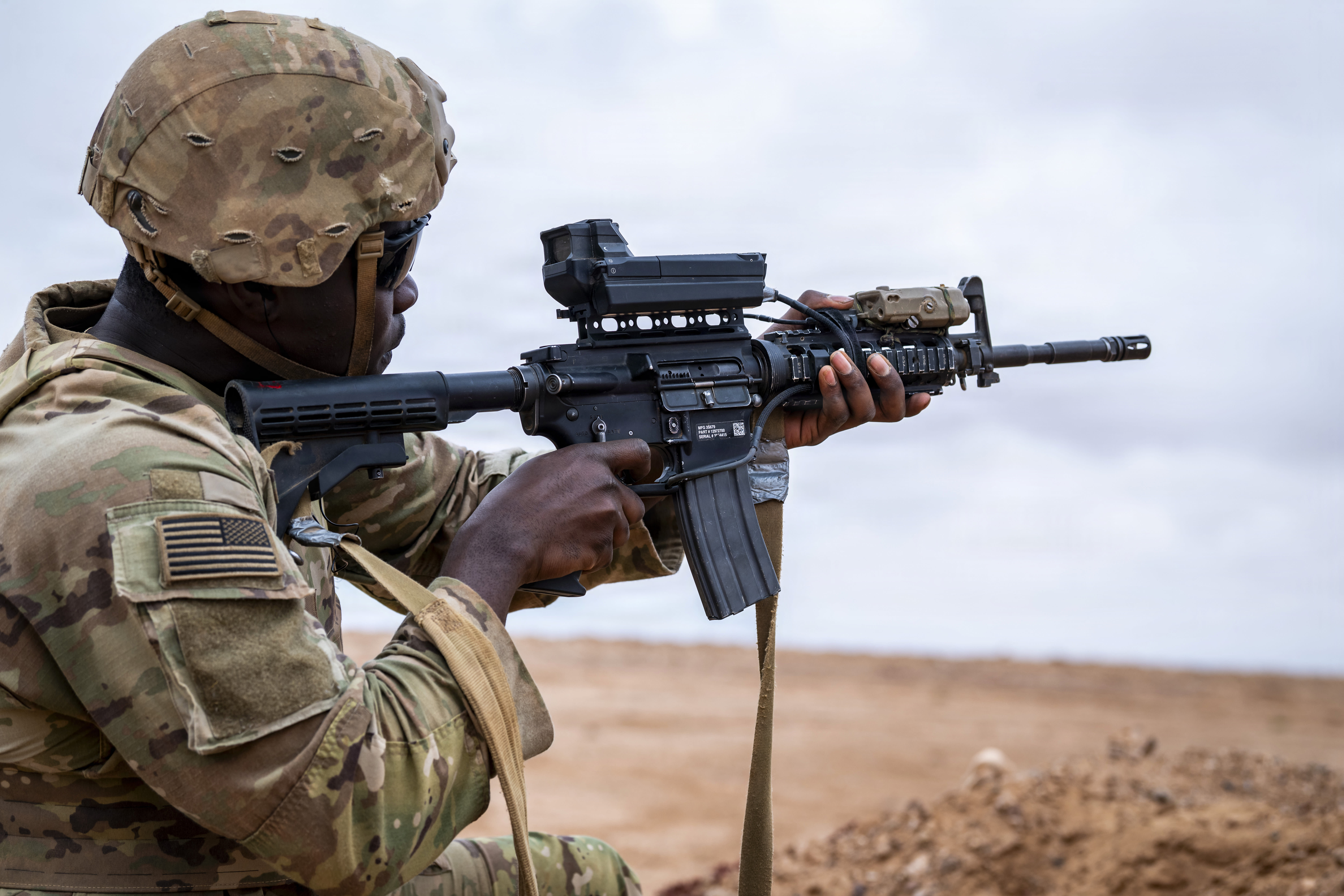 A US soldier takes part in African Lion 2026 joint military exercise in Morocco; illustrative. (photo credit: U.S. Navy photo by Mass Communication Specialist 2nd Class Samuel Wagner via DVIDS)