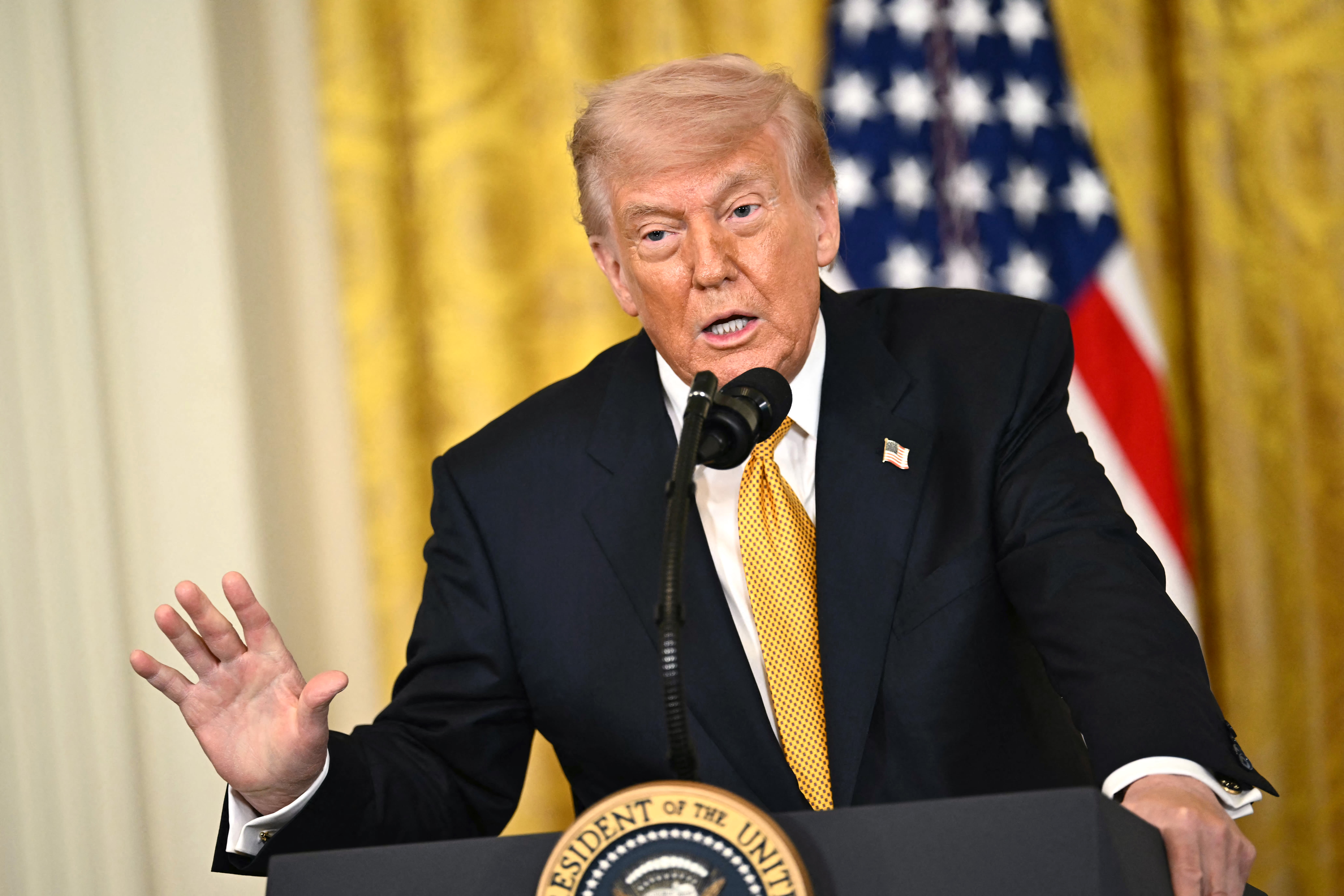 US President Donald Trump speaks during a Military Mother