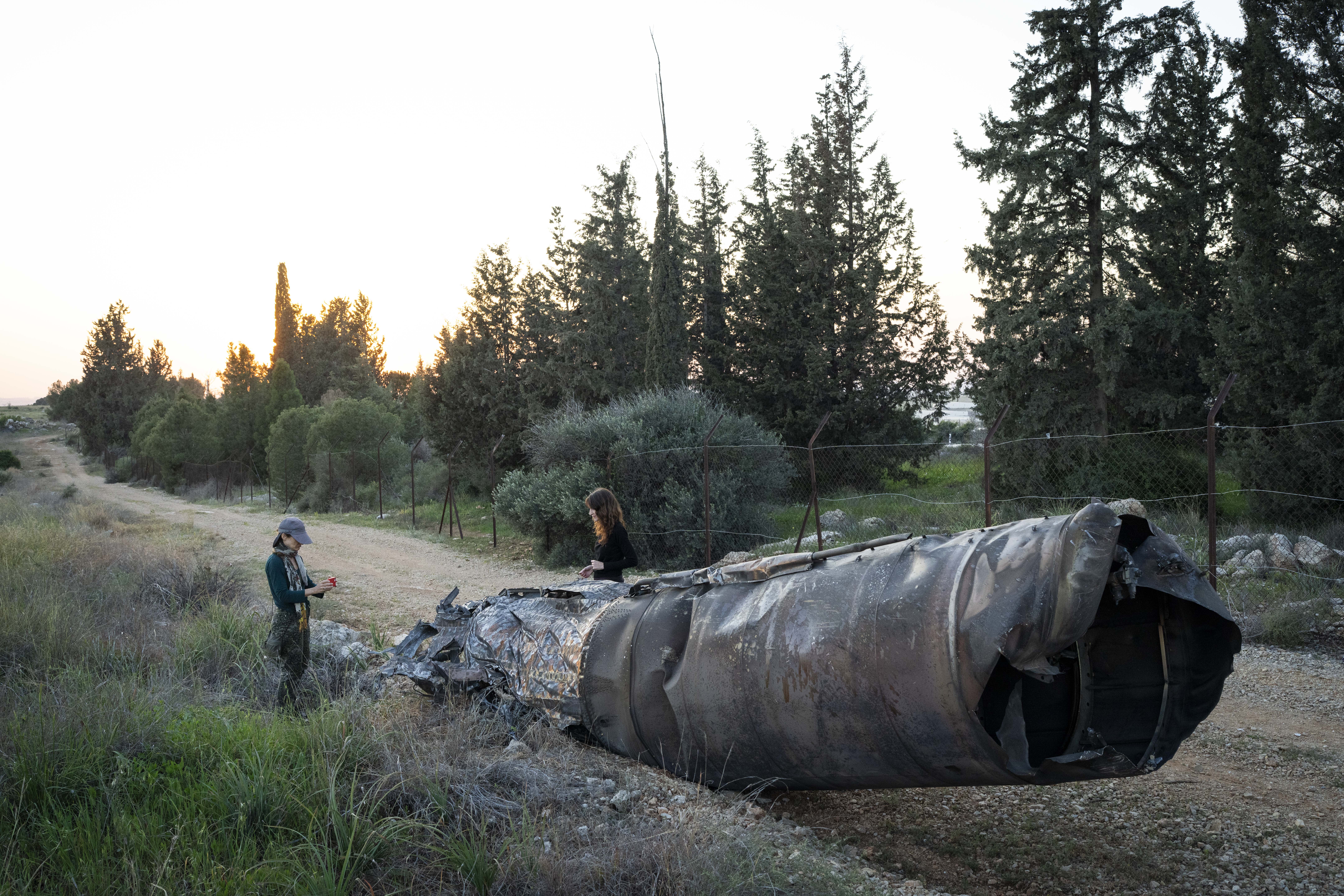 Debris from a missile fired from Iran that fell in a field in central Israel, March 10, 2026. Photo by Flash90 (photo credit: FLASH90)