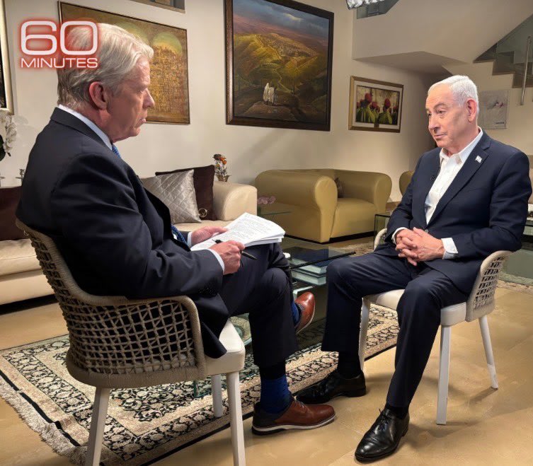 PRIME MINISTER Benjamin Netanyahu on 60 Minutes. (photo credit: Screenshot/X/@60Minutes)