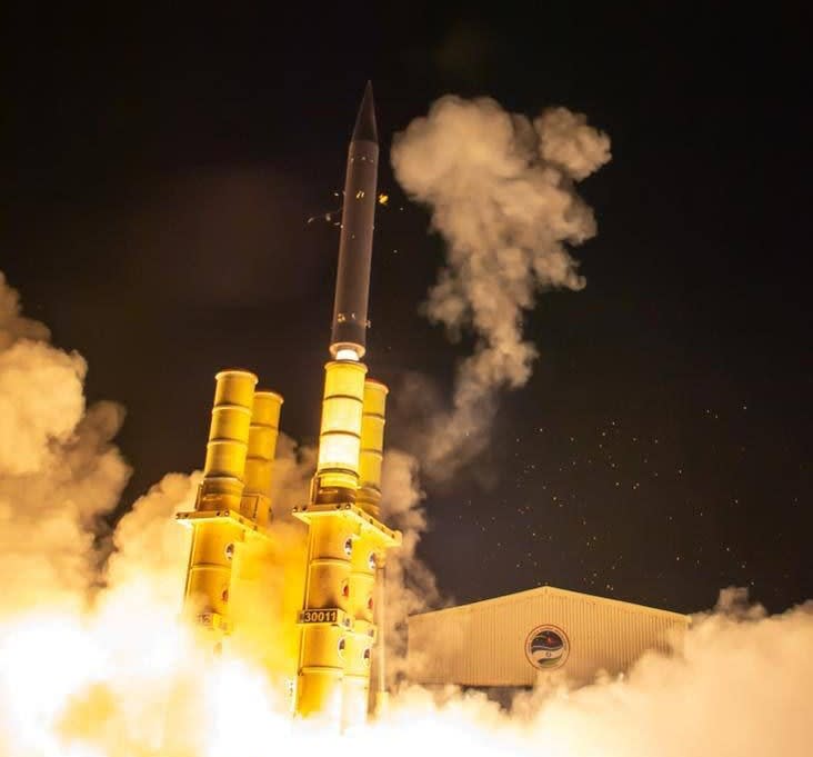  The Arrow 3 air defense system, used for the first time on November 9, 2023, to intercept a missile fired at Eilat by Iran-backed Houthis in Yemen. (photo credit: MINISTRY OF DEFENSE)