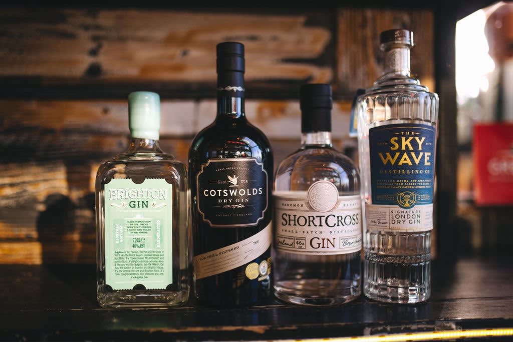 British gin brands featured at the “Distilling Excellence: UK Gin Showcase” in Tel Aviv on July 13, 2026. (photo credit: May Savir)