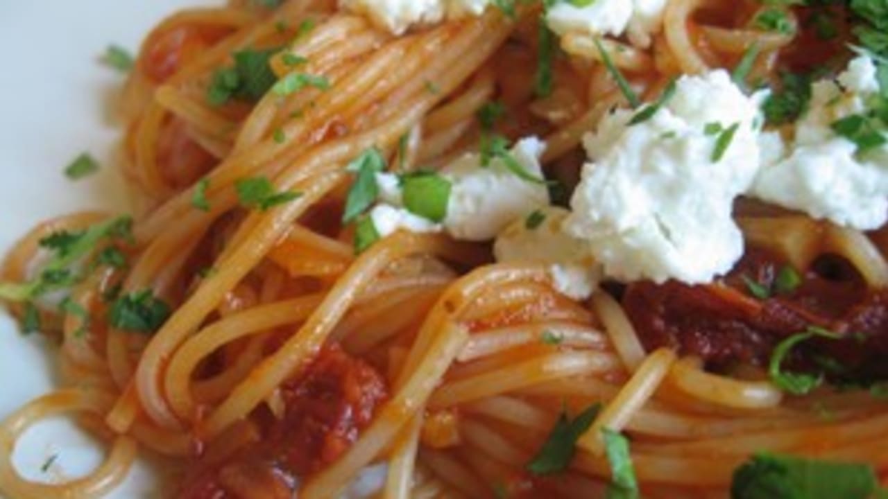 angel hair with sun-dried tomatoes and goat cheese 311