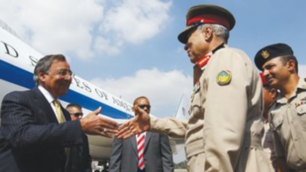 US Defense Secretary Panetta, Egyptian Maj.-Gen. Rouini 311R
