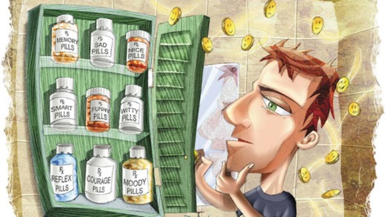Cartoon man with pills 521