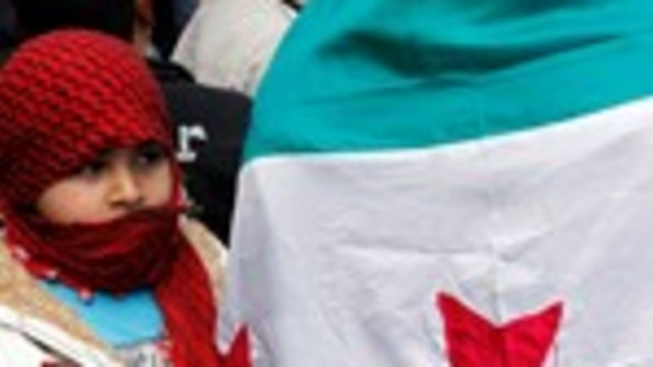 Child near Syria opposition flag 150