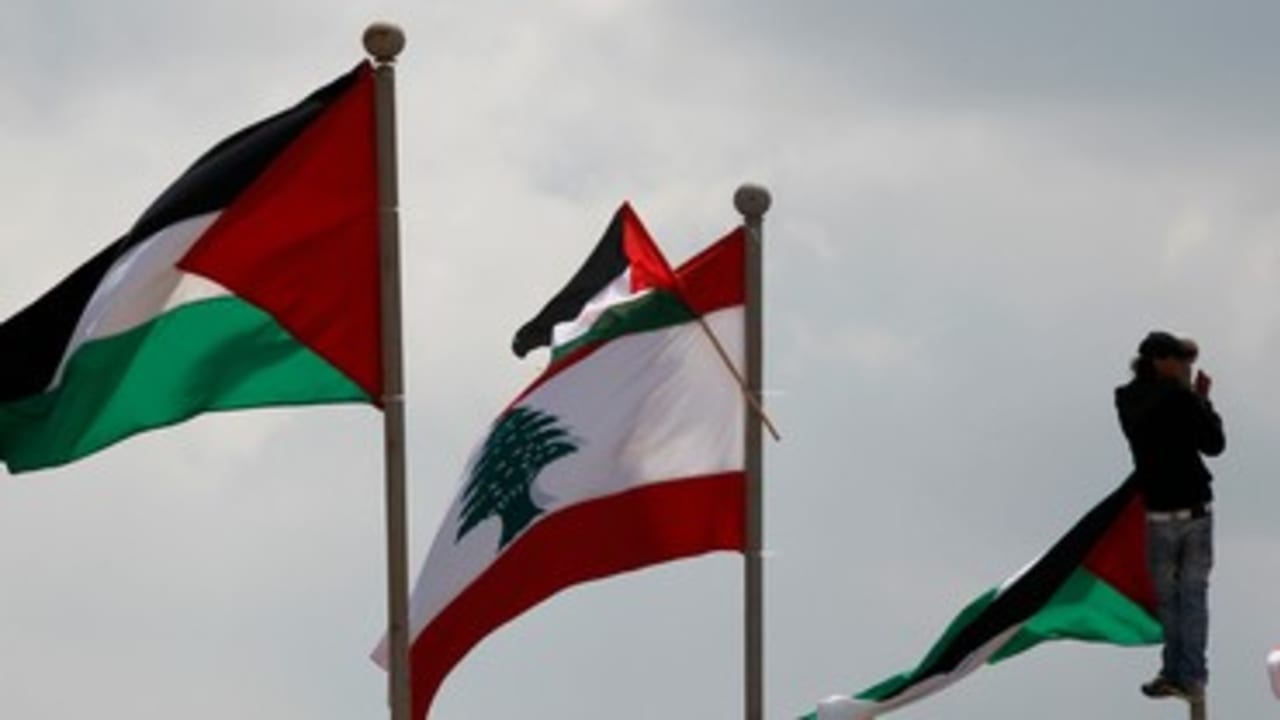 Man atop flag pole in Land Day protest in Lebanon 370