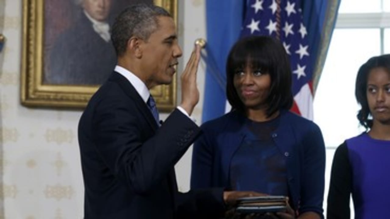 US President Barack Obama being sworn in to 2nd term 370