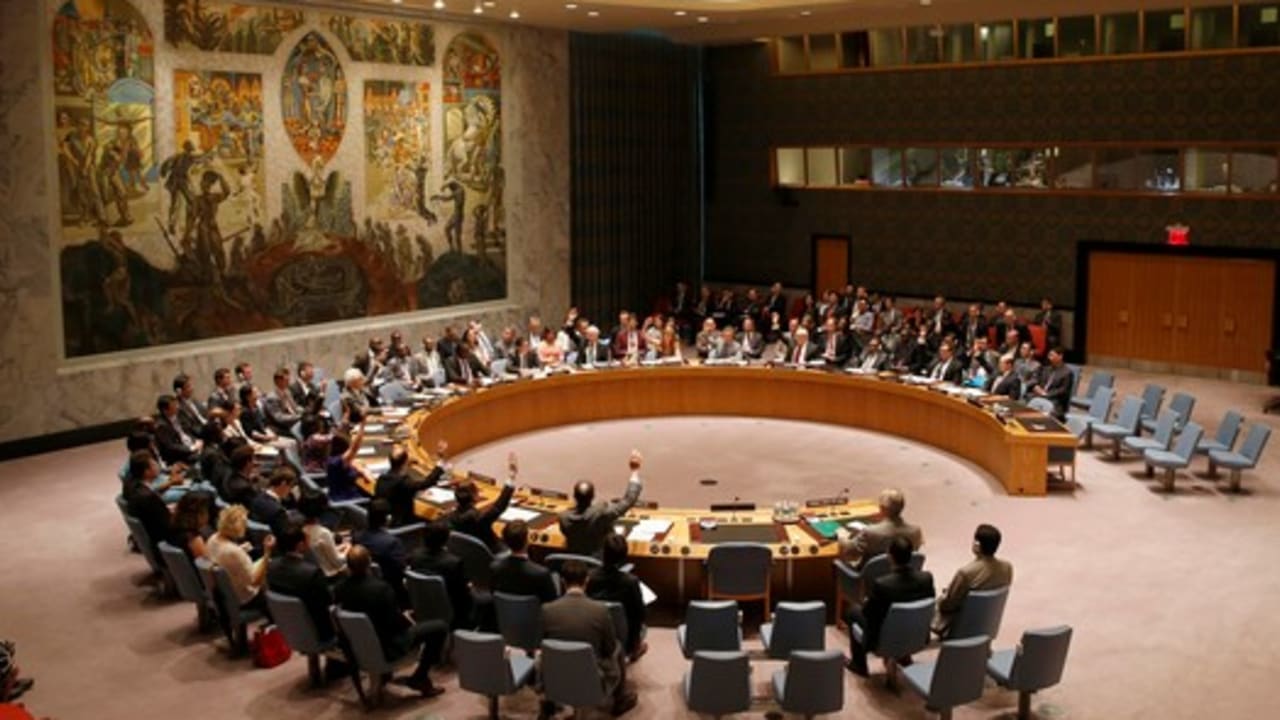 A United Nations Security Council meeting at UN headquarters in New York.