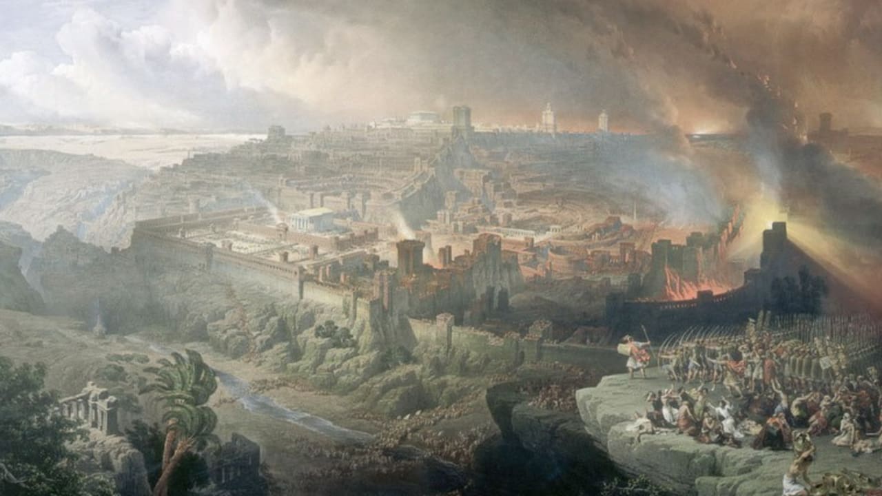 A painting by David Roberts, 1850, titled ‘The Siege and Destruction of Jerusalem by the Romans Under the Command of Titus, AD 70.’