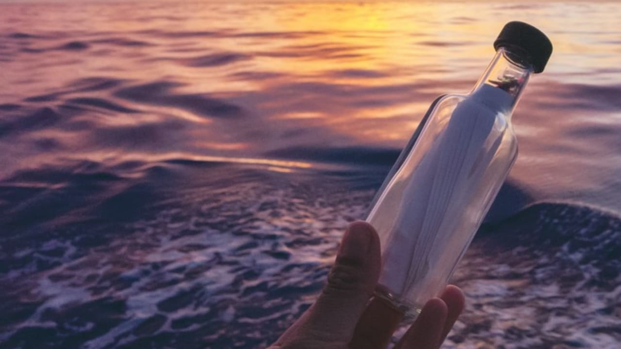The original letter, which was returned to its writer in Israel after washing up on a Bahamas beach, after floating for nearly 2 years.