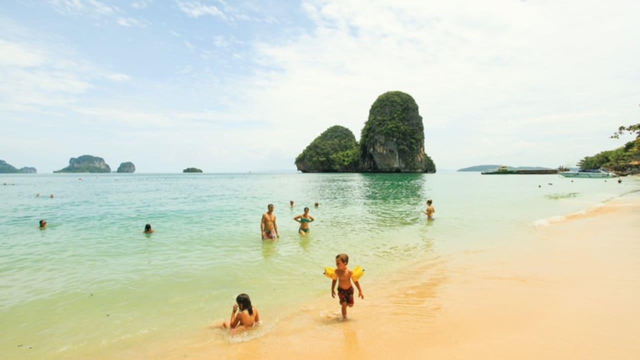 A pristine island beach on a typical Andaman Sea island is just a short speedboat ride from Krabi.