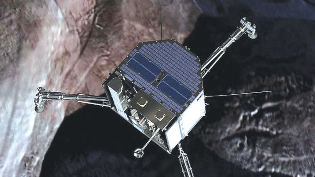 THE ‘PHILAE’ robotic lander approaches the surface of a comet (Illustrative)
