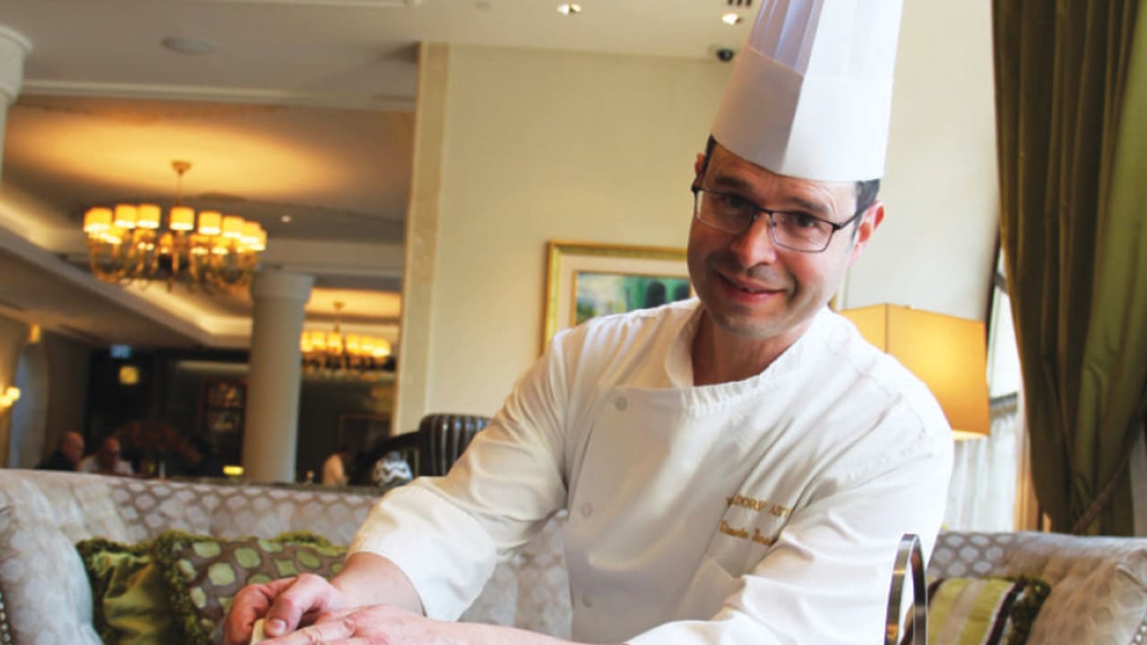 Waldorf Astoria Jerusalem pastry chef Claude Ben- Simon pours out