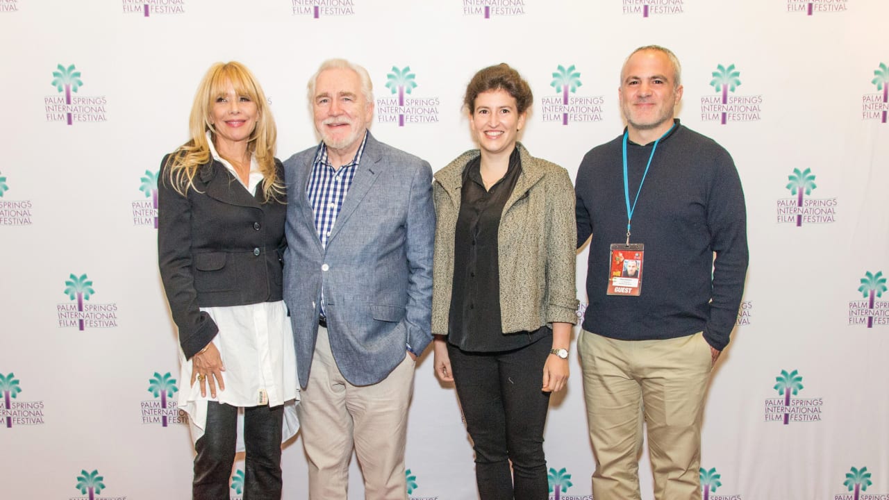 A SCENE FROM ‘The Etruscan Smile’ with Brian Cox (center).  In the photo on the right, Rosanna Arquette, Cox, Mihal Brezis and Oded Binnun
