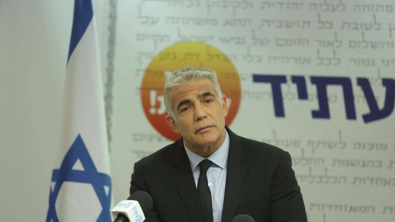 Foreign Minister Yair Lapid is seen speaking at the Knesset, on July 5, 2021.