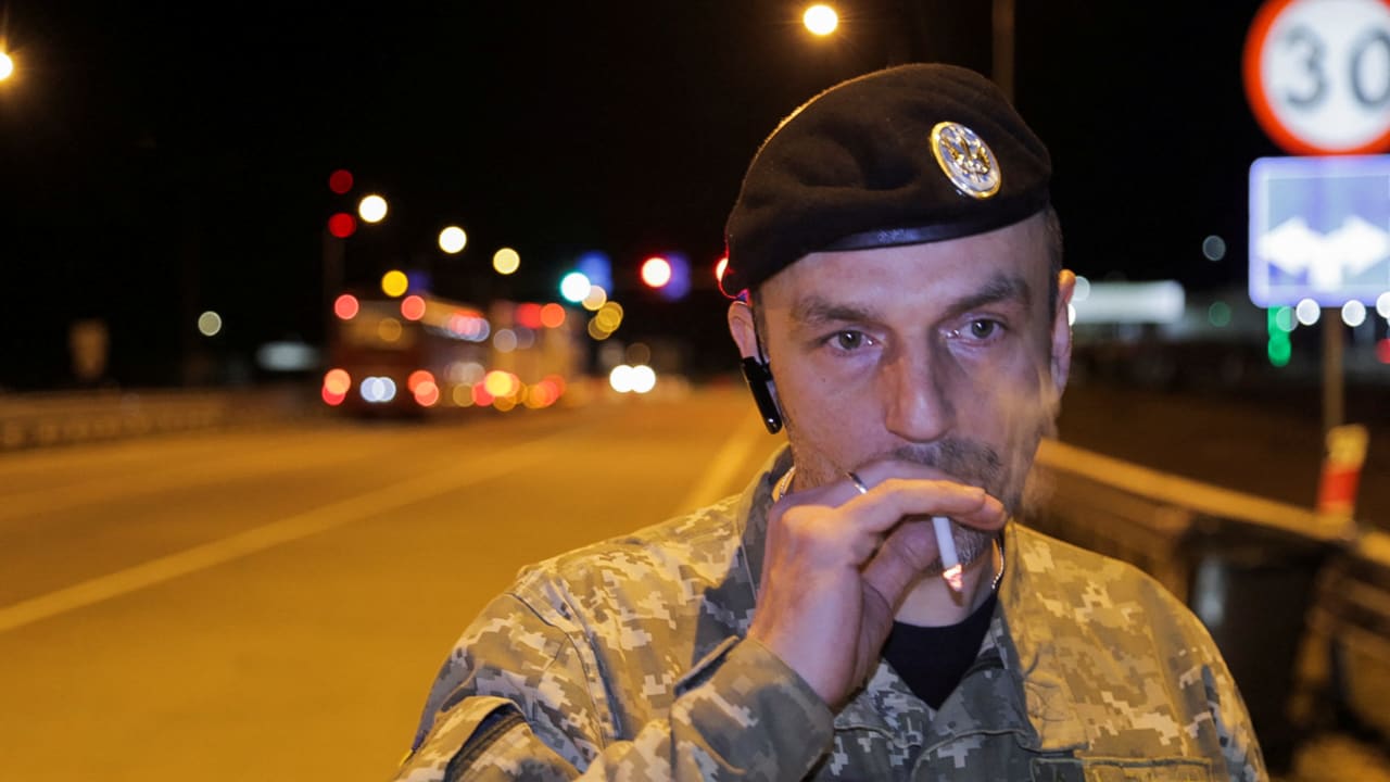  Dmytro Dovzhenko, a Ukrainian veteran and military medical instructor, is pictured before he leaves for Ukraine near the the Polish-Ukrainian border in Korczowa, Poland February 25, 2022.
