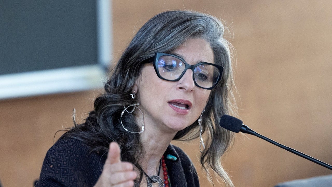 Francesca Albanese, the United Nations special rapporteur on the situation of human rights in the occupied Palestinian territory, speaks at the conference "Cartography of a Genocide", on the Israeli-Palestinian conflict, at Roma Tre University, in Rome, Italy, October 6, 2025.