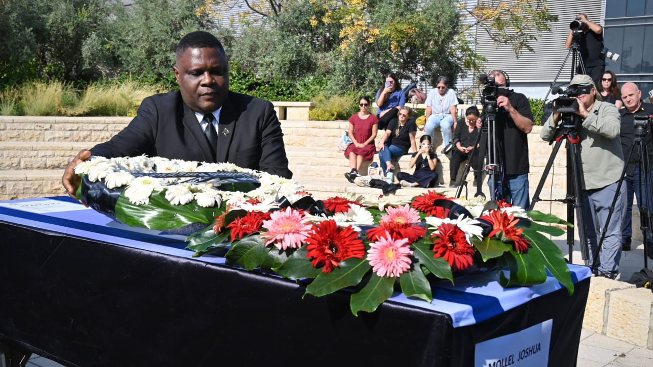 Tanzanian ambassador to Israel, Alex Gabriel Kalua attends a farewell ceremony for Joshua Loitu Mollel. November 18, 2025.