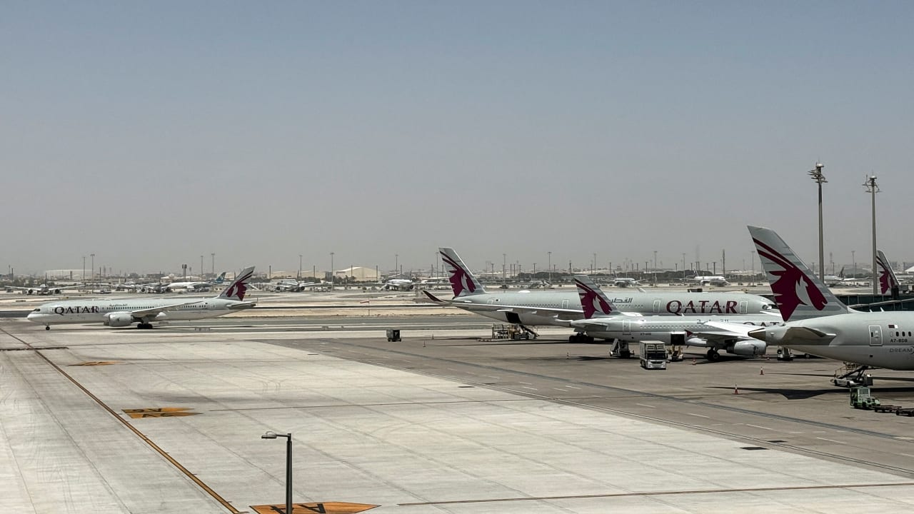 Planes are pictured on the tarmac at Hamad International Airport after Qatar reopened its airspace following a brief closure in the wake of Iran’s missile attack on Al Udeid Air Base on Monday, in Doha, Qatar, June 24, 2025.