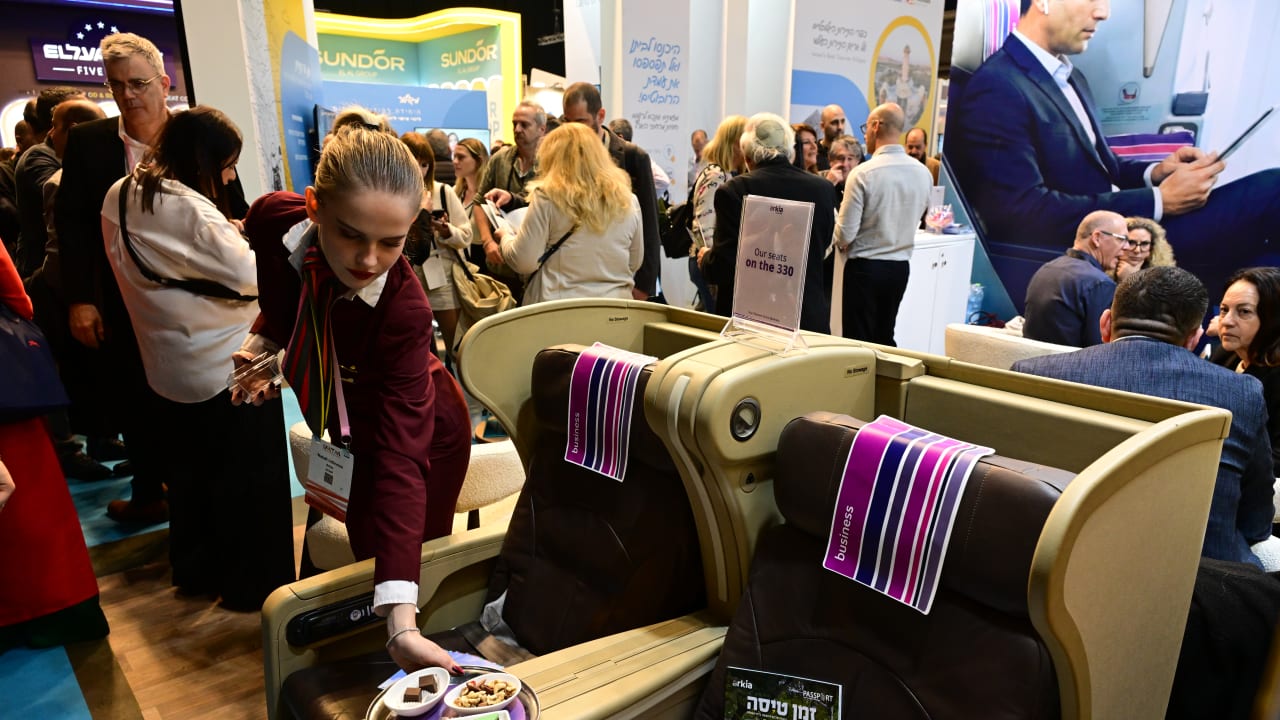 People visit a tourism conference at the Israel Trade Fairs and Convention Center in Tel Aviv, on February 3, 2026. 