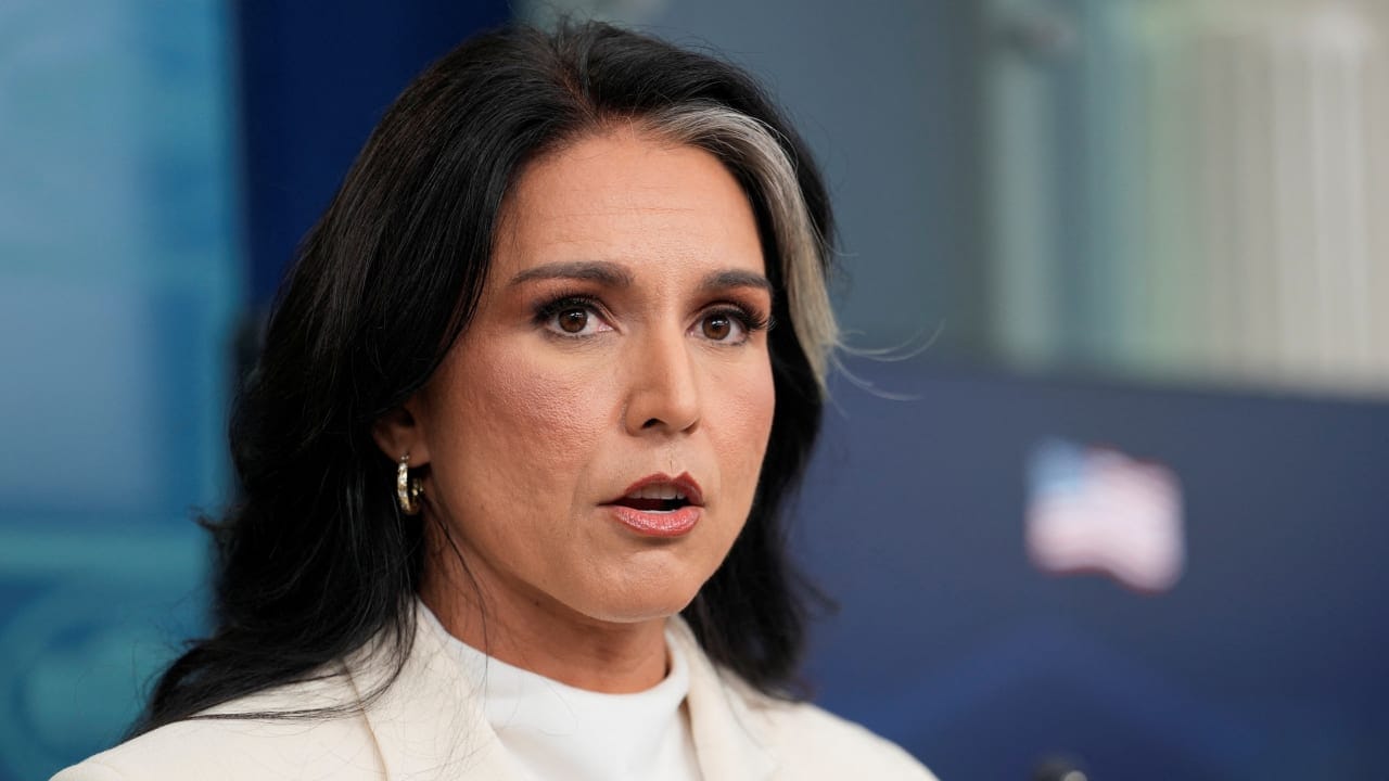 Director of National Intelligence (DNI) Tulsi Gabbard speaks during a press briefing, at the White House, July 23, 2025; illustrative.