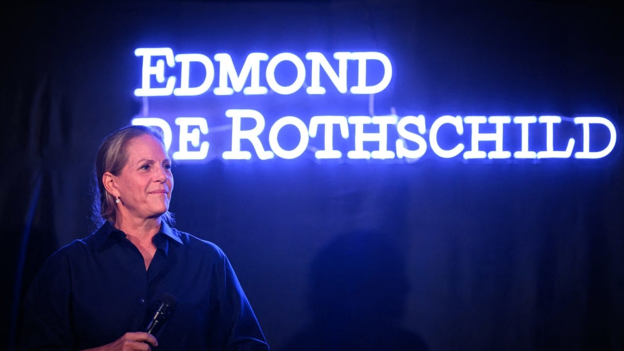 French Edmond de Rothschild group general director Ariane de Rothschild looks on during a press conference prior to the unveiling of the Ultim multihull Gitana 18 Maxi Edmond de Rothschild in Lorient, north-western France on December 3, 2025.