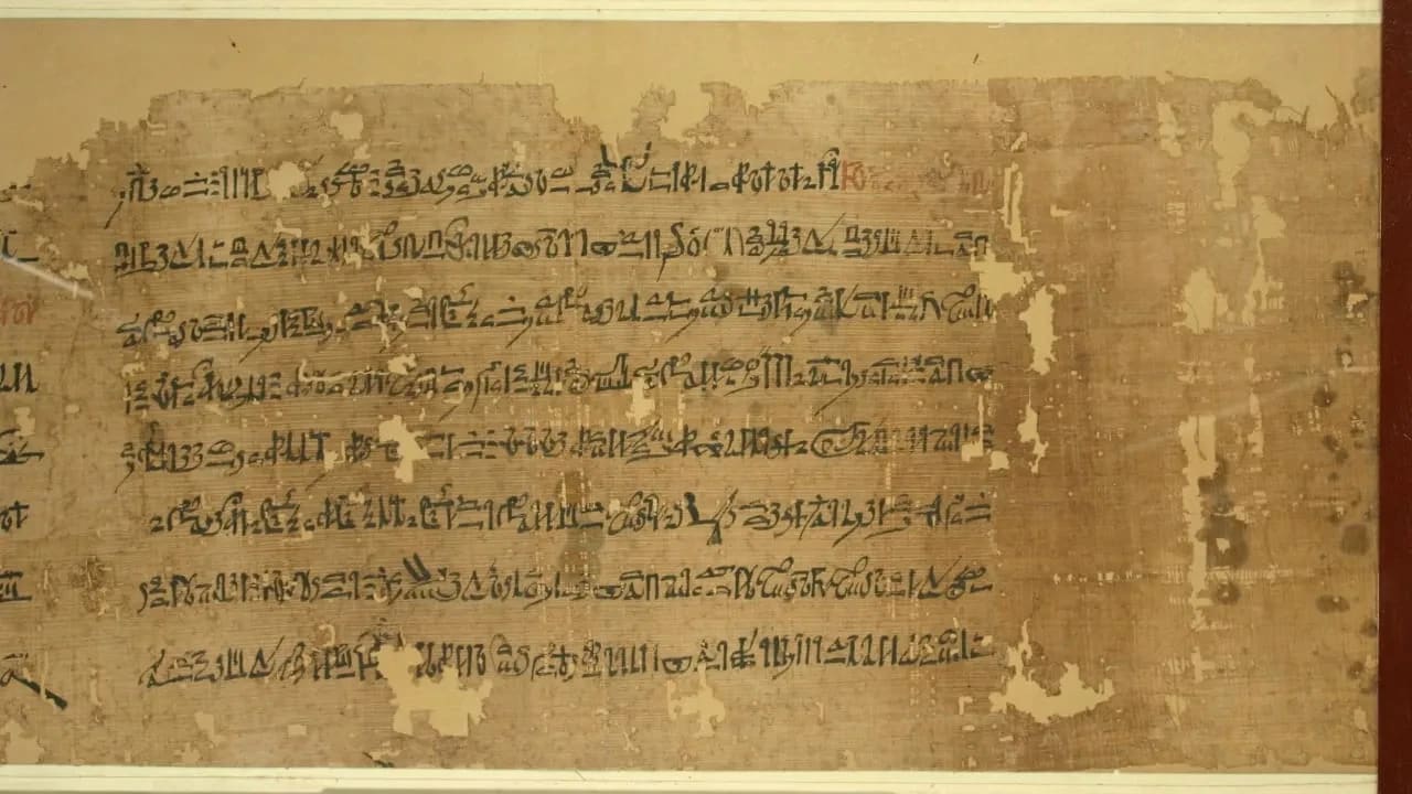 Papiro Anastasi I; hoja 1; texto literario hierático: «La carta satírica», 4 de febrero de 2026. 