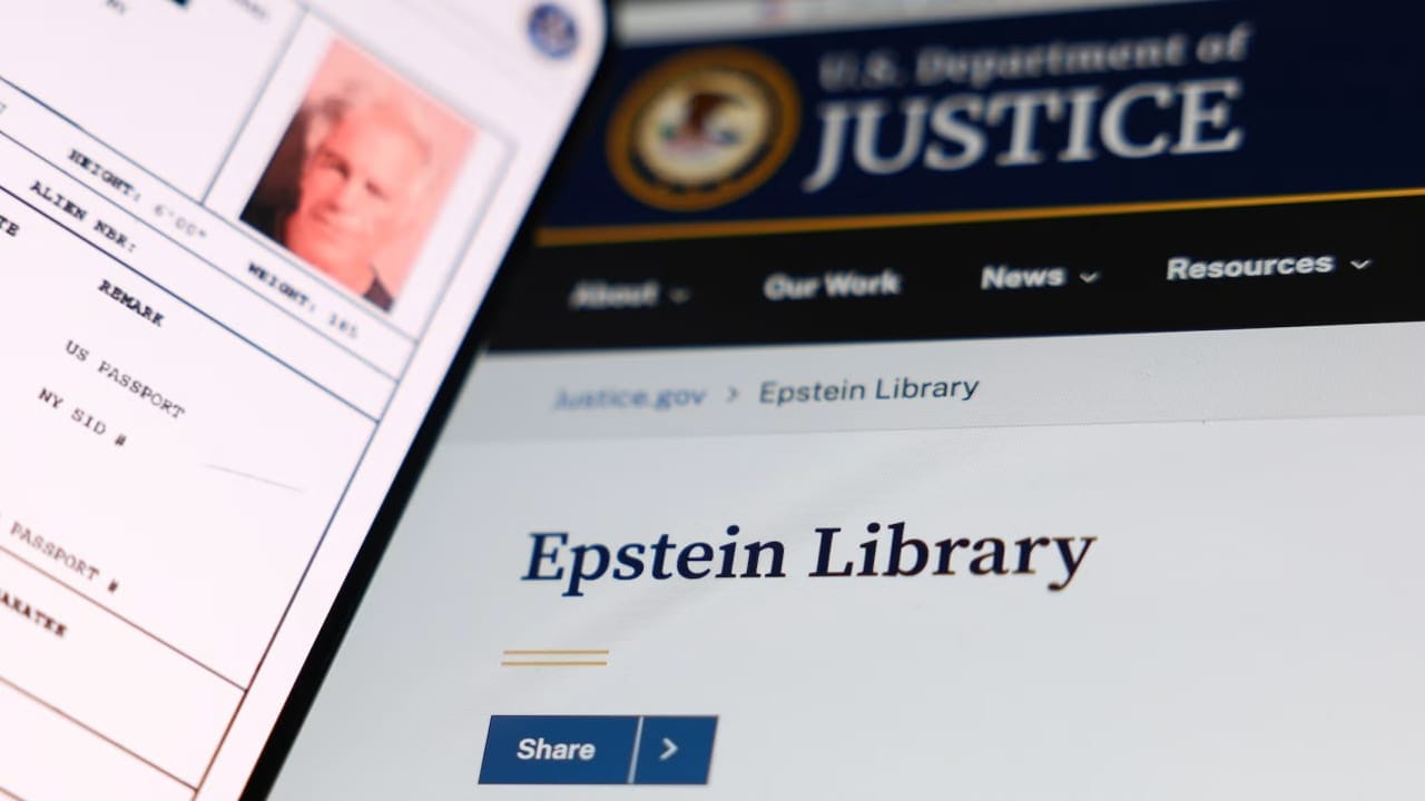 An image of the Epstein Library on the Department of Justice website taken in Krakow, Poland on Feb. 4, 2026. 
