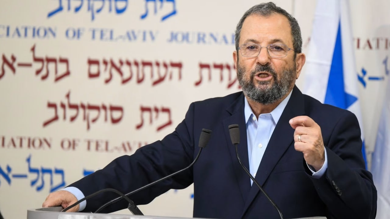 Ehud Barak, a former prime minister of Israel, announces the establishment of a new political party that he will lead, in Tel Aviv, June 26, 2019.
