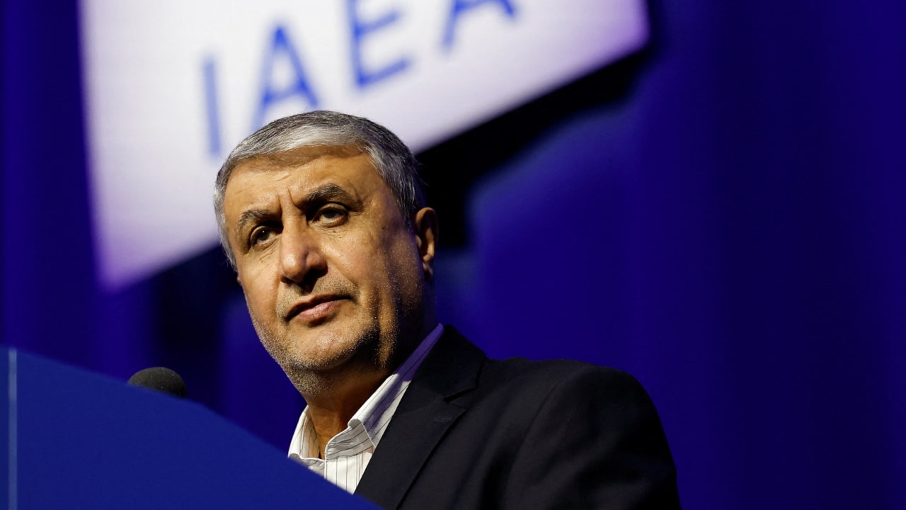 Mohammad Eslami, head of the Atomic Energy Organization of Iran (AEOI), speaks at the opening of the International Atomic Energy Agency (IAEA) General Conference at the agency's headquarters in Vienna, Austria, September 15, 2025