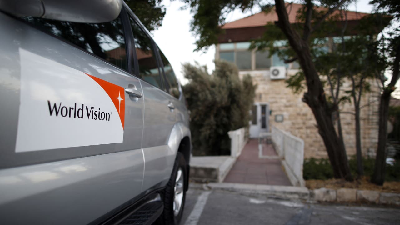 A picture taken on August 4, 2016, shows the office of the US-based Christian NGO, World Vision, in east Jerusalem, Israel.