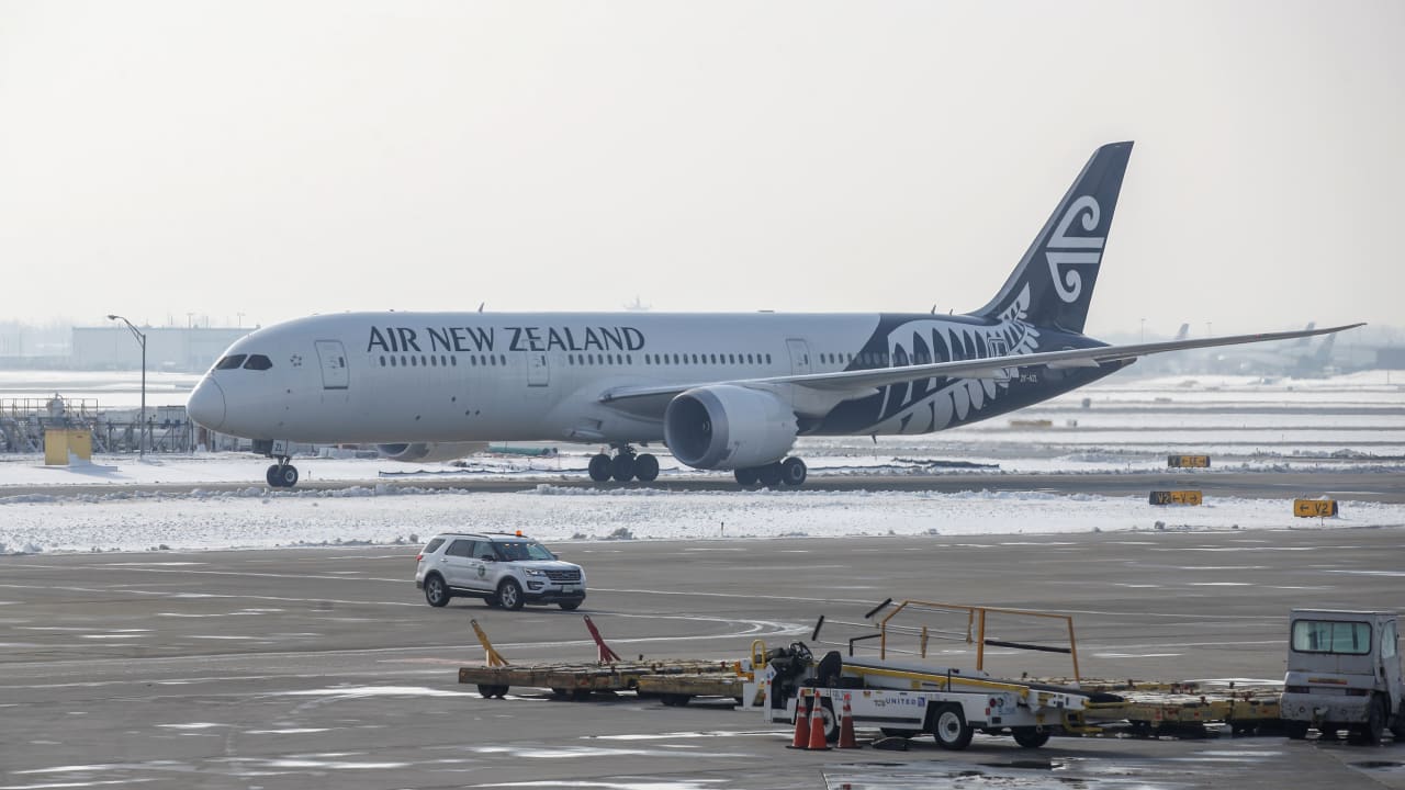 An Air New Zealand Boeing 787 at O'Hare International Airport, Chicago, pictured in 2018; illustrative.