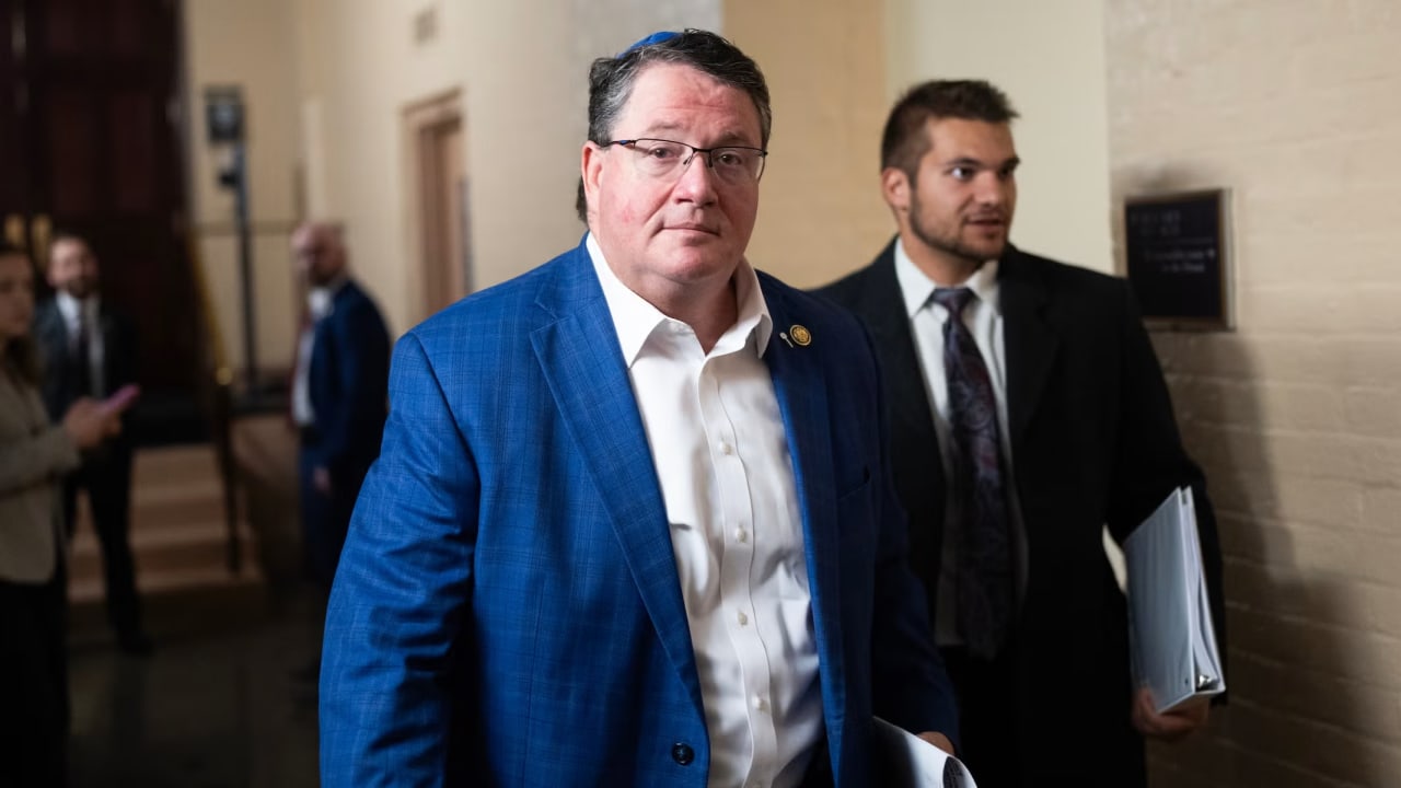 Rep. Randy Fine, R-Fla., leaves a meeting of the House Republican Conference in the U.S. Capitol on Tuesday, November 18, 2025.