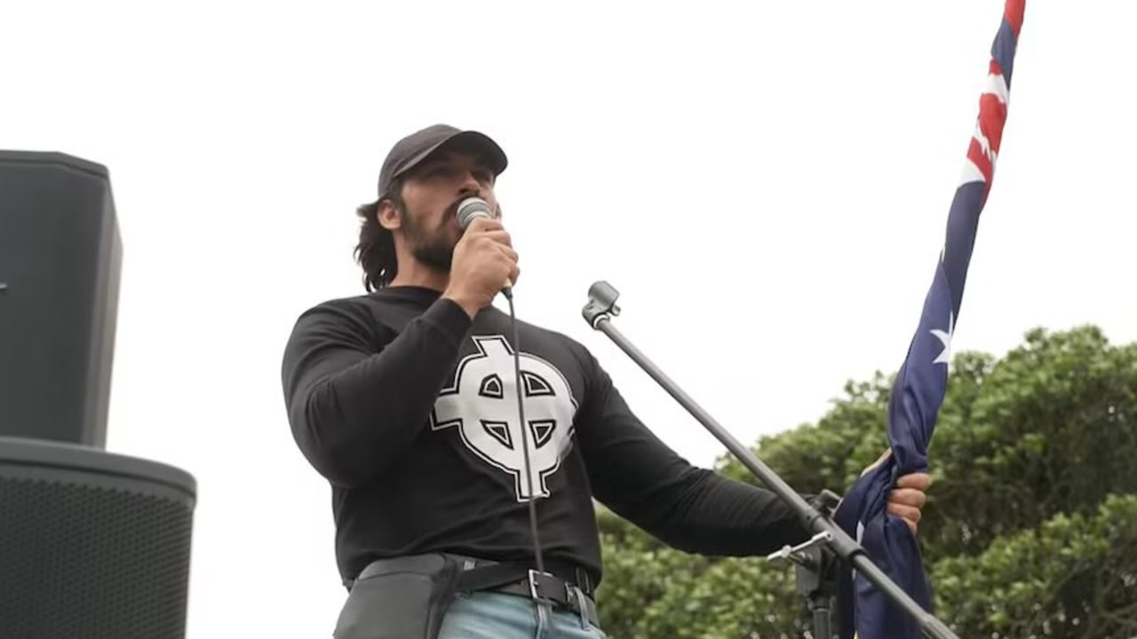 Brandon Koschel delivering a speech in Sydney on January 26, 2026.