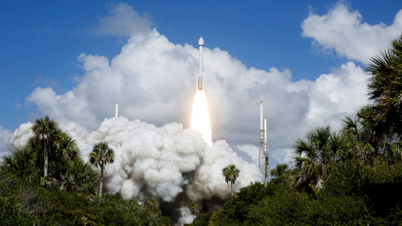 A UNITED Launch Alliance Atlas V rocket carrying two astronauts aboard Boeing's Starliner-1 Crew Flight Test (CFT), is launched on a mission to the International Space Station, in Cape Canaveral, Florida, US June 5, 2024.