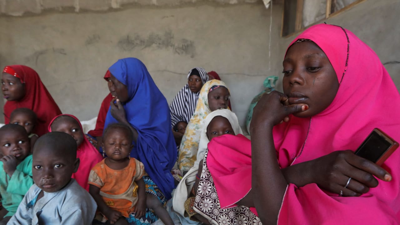 People who fled attacks by bandits in a village, are pictured in a shelter for displaced people in Gusau, Zamfara, Nigeria, February 8, 2023.