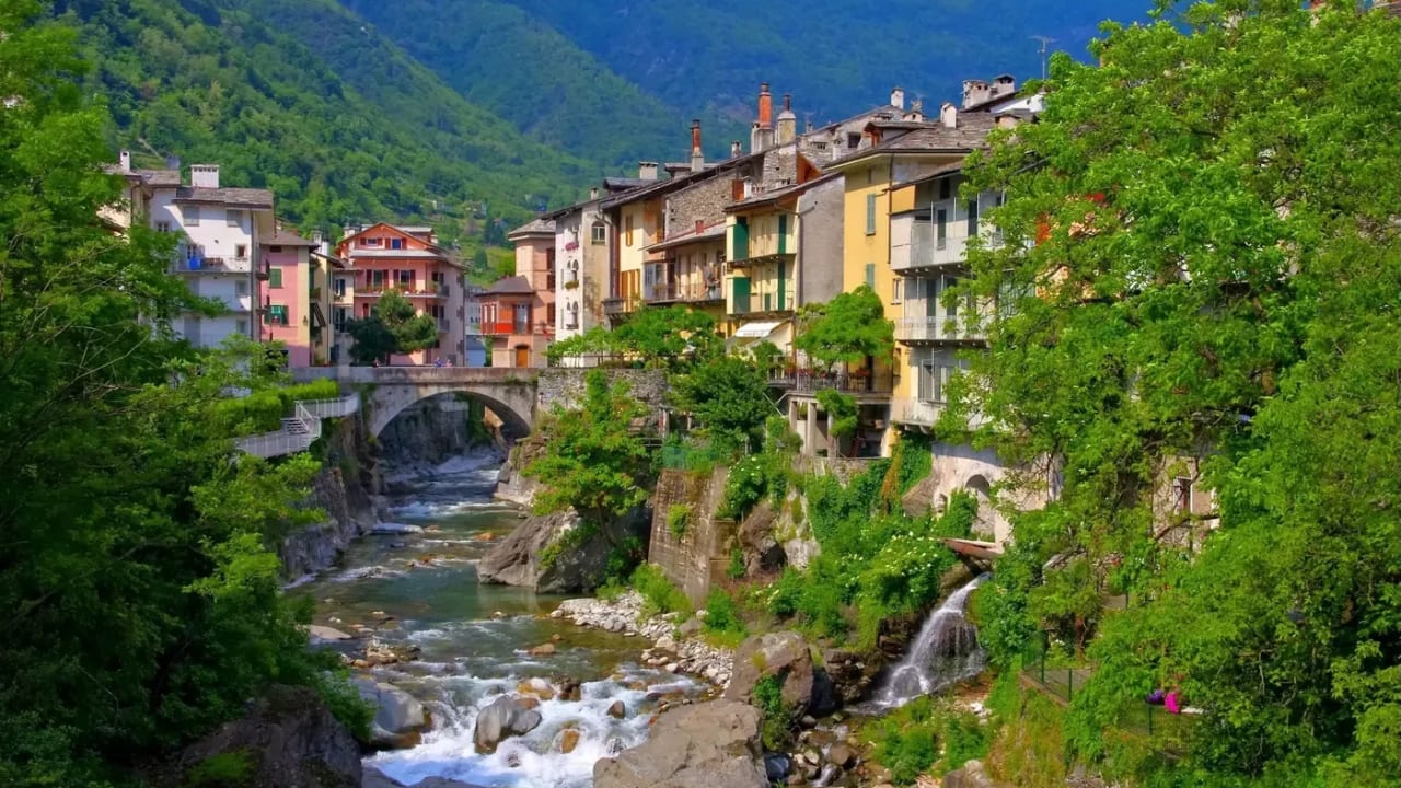 The town of Chiavenna in northern Italy