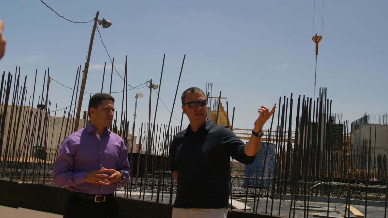 Erel Margalit, Founder and Executive Chairman JVP & Margalit Startup City and Be’er Sheva Mayor, Reuven "Ruvik” Danilovich, tour the cyber labs site in Be’er Sheva back in May 2012 (photo credit: Courtest JVP)