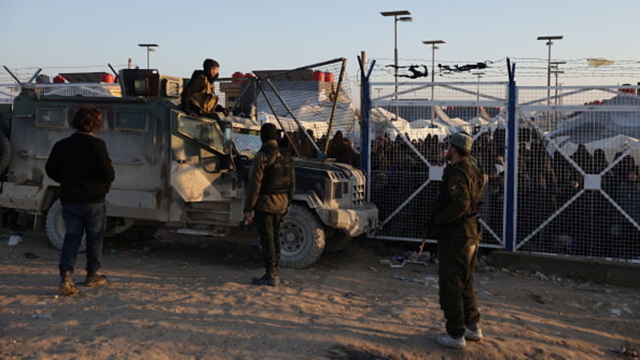 Syrian army increases security measures in and around al-Hol camp, located south of Al-Hasakah, where families of Daesh members, most of them women and children, are being held, in Syria, on January 25, 2026.