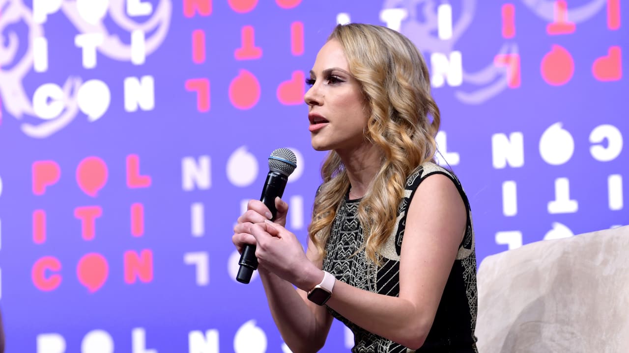Ana Kasparian speaks at the 2019 Politicon, Nashville, Tennessee; illustrative.