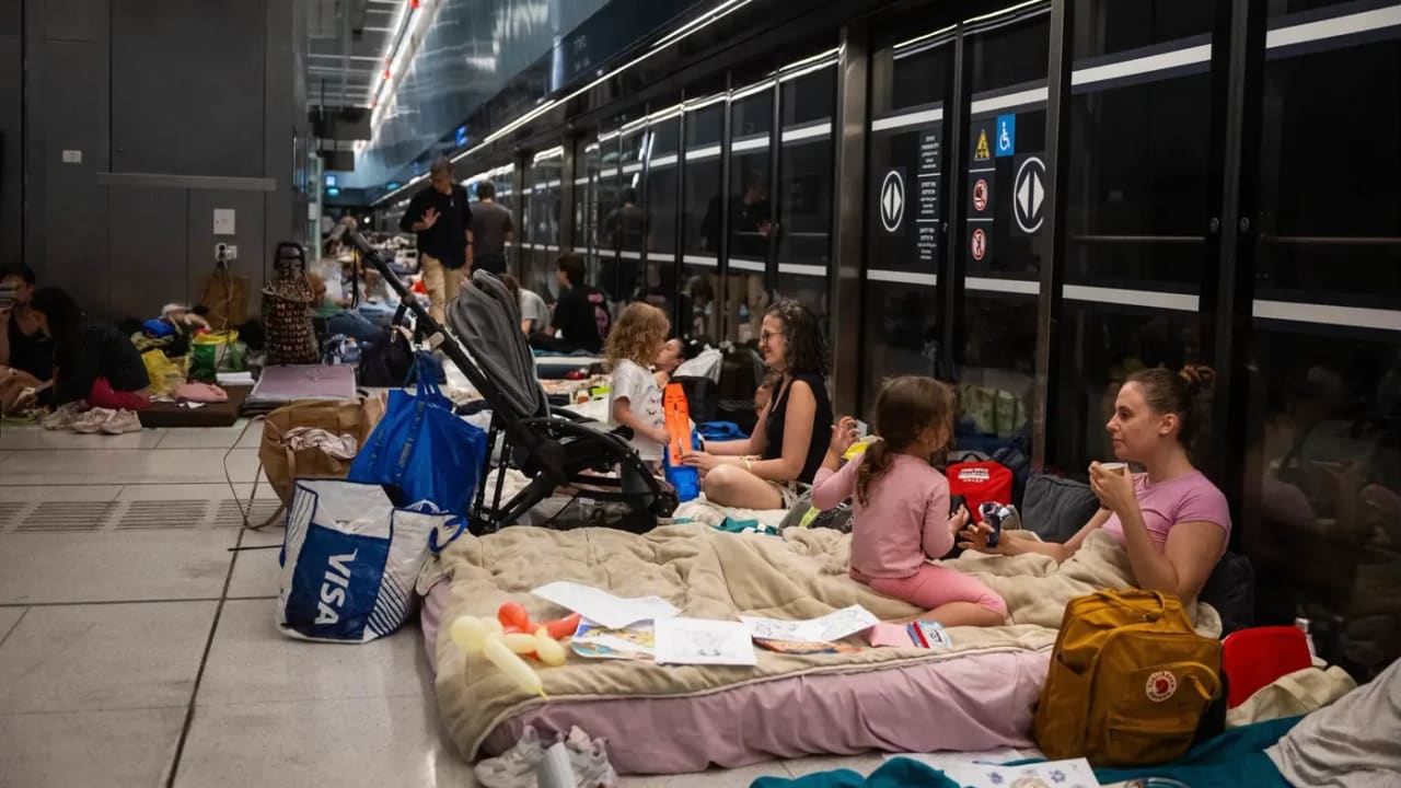 Families take shelter underground, Tel Aviv, June 2025