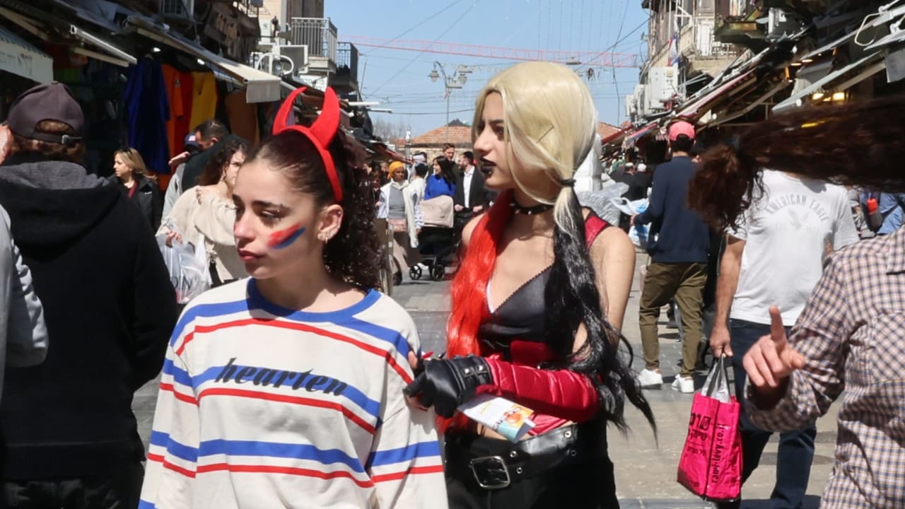 Israelis celebrate Purim on the streets of Jerusalem amid war with Iran, March 3, 2026
