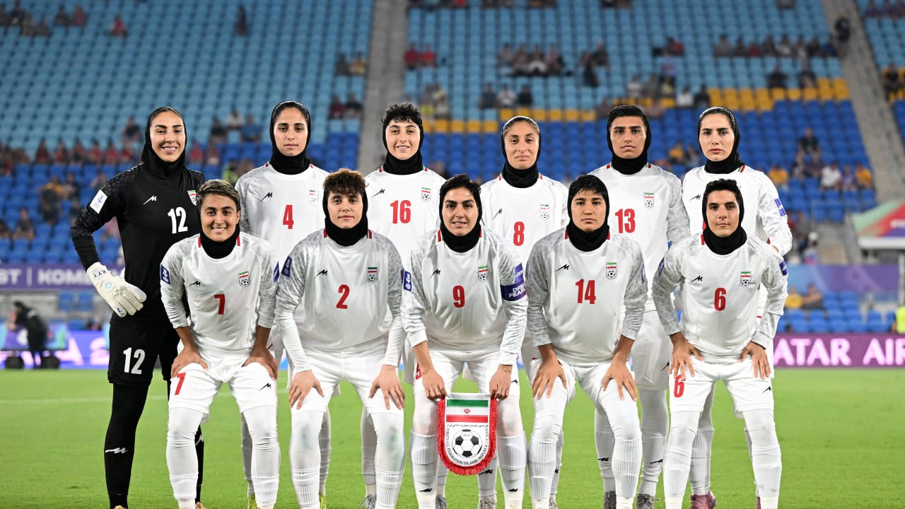 MEMBERS OF the Islamic Republic of Iran team pose prior to the AFC Women's Asian Cup Group A match between South Korea and Iran at Robina Stadium on the Gold Coast, Australia, March 2, 2026. 