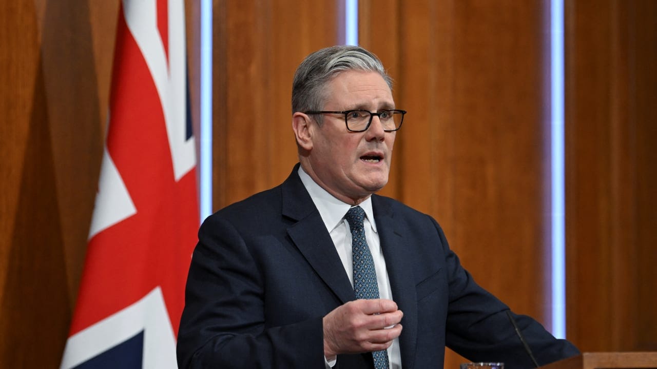 British Prime Minister Keir Starmer gives an update on the situation in the Middle East at Downing Street Briefing Room, in London, Britain, March 5, 2026.
