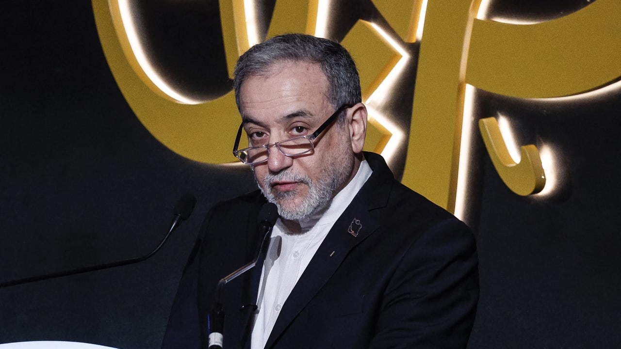 Iran's Foreign Minister Abbas Araghchi looks on as he speaks during the 17th edition of the Al-Jazeera Forum in Doha on February 7, 2026.
