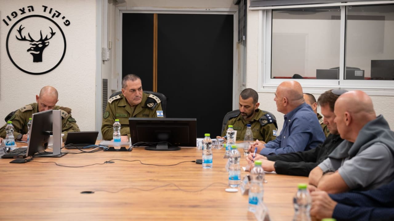IDF Chief of Staff Lt.-Gen. Eyal Zamir speaks to local authority heads from northern communities, March 6, 2026.