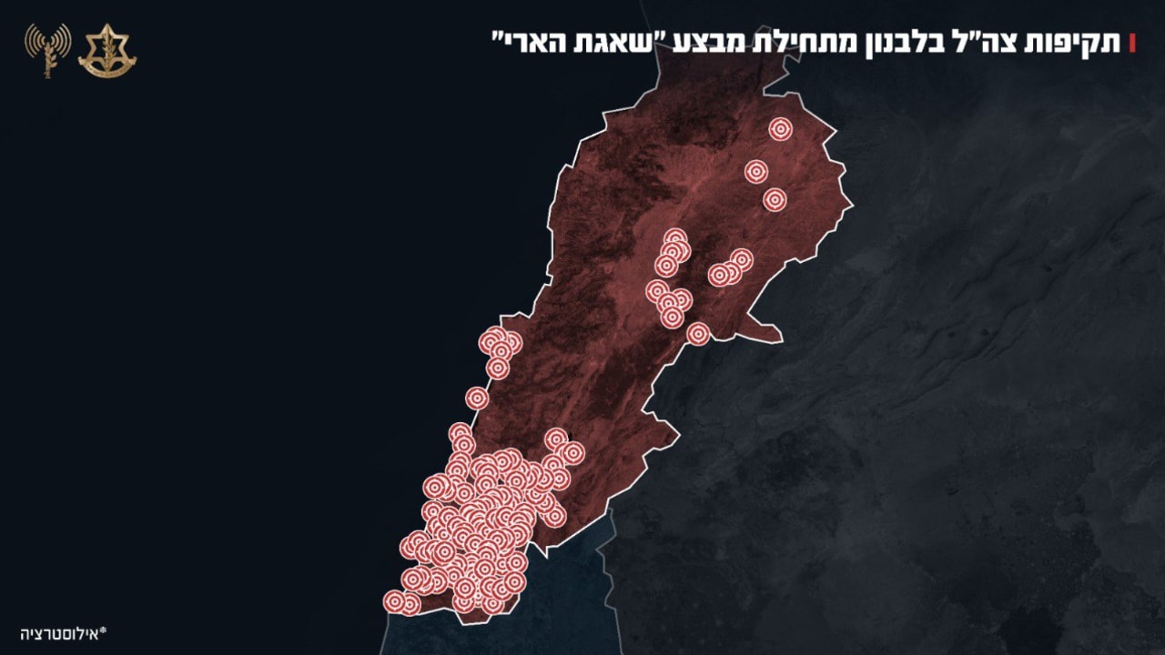 Strikes carried out in Lebanon by the IAF since the beginning of Operation Roaring Lion, March 6, 2026.